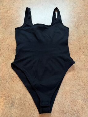 Black Ribbed Bodysuit